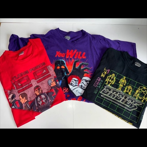 Star Wars Lot Of 3 Graphic T-shirt Clone Force, Droids & Darth Vader - Picture 1 of 11